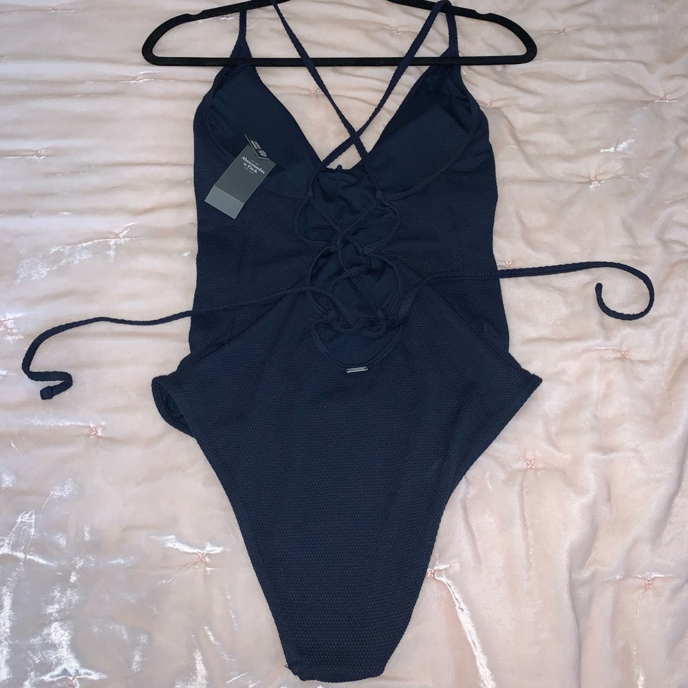 NWT Abercrombie navy blue one piece swim suit